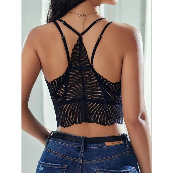 Sexy Y2K Black Lace Halter Tank Top V Neck XL Summer Beach Party Gothic - Picture 5 of 6